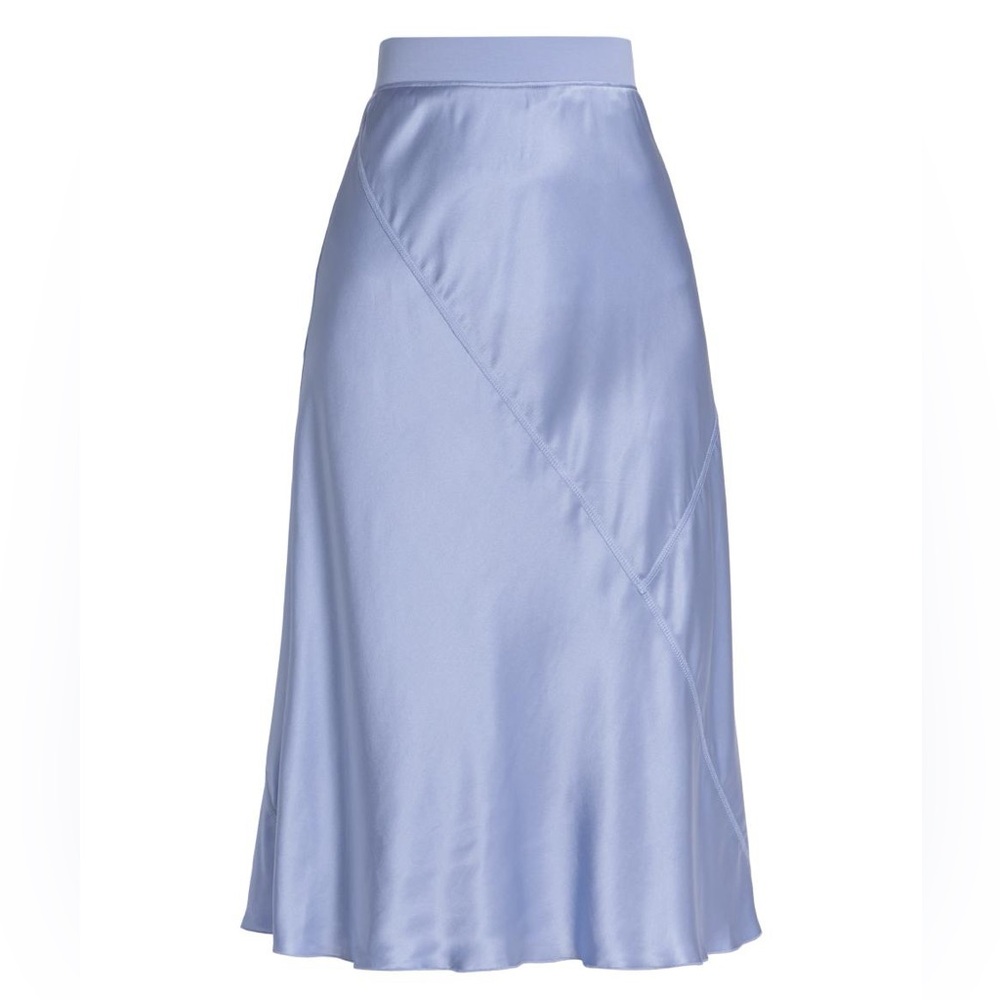 SILK MIDI PULL-ON SKIRT IN OCEAN ATM Anthony Thomas Melillo sz Medium 8